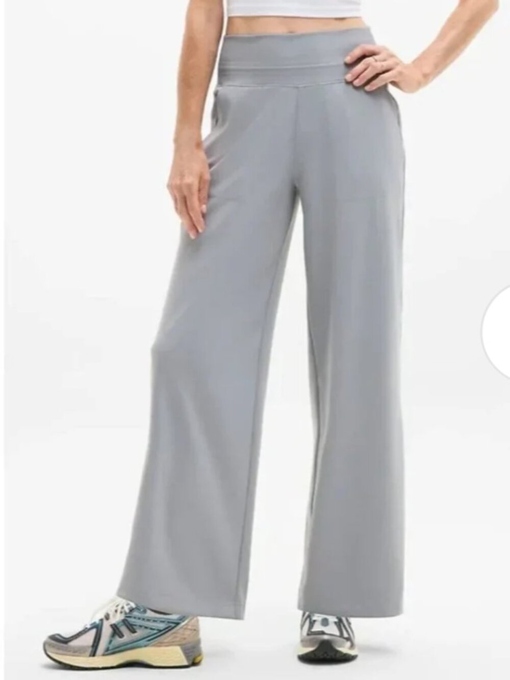 ATHLETA Venice High Rise Wide Leg Pant, Light Grey, Size 10